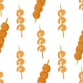 Seamless pattern of Asian food, Kebabs skewers.