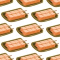 Seamless pattern of Asian food. Salmon yakitori. Royalty Free Stock Photo