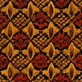 Seamless pattern of asian-inspired decorative motifs Royalty Free Stock Photo