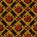 Seamless pattern of asian-inspired plant motifs Royalty Free Stock Photo