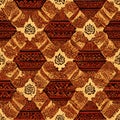 Seamless pattern of asian-inspired textile motifs Royalty Free Stock Photo