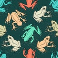 Seamless pattern with asian tree frogs. Vector illustration