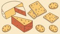 Seamless pattern of assorted cheese varieties and golden-brown crackers, vector design Generative AI Royalty Free Stock Photo
