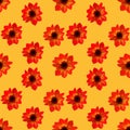 Seamless pattern of asters on yellow. Seamless floral pattern of gouache paints. Beautiful original pattern for design and