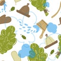Seamless pattern with attributes and detals for sauna bath. Vector illustration Royalty Free Stock Photo