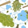 Seamless pattern with attributes and detals for sauna bath. Vector illustration Royalty Free Stock Photo