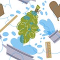 Seamless pattern with attributes and detals for sauna bath. Vector illustration Royalty Free Stock Photo
