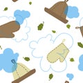 Seamless pattern with attributes and detals for sauna bath. Vector illustration Royalty Free Stock Photo