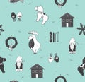 Seamless pattern with attributes of the Scandinavian countries