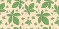 Seamless pattern with autumn fall green leaves of chestnut tree. Royalty Free Stock Photo