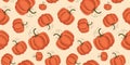 Seamless pattern with autumn fall orange thanksgiving pumpking.