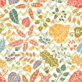 Seamless pattern.Autumn leaves and berryes.