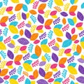 Seamless pattern autumn leaves - blue red yellow orange. Repeating background Royalty Free Stock Photo