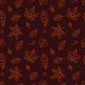 Seamless pattern with autumn leaves. Endless print. Vector illustration. Simple hand drawn elements.