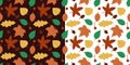 Seamless pattern with autumn leaves. Endless print. Vector illustration. Simple hand drawn elements. Royalty Free Stock Photo