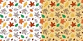 Seamless pattern with autumn leaves. Endless print. Vector illustration. Simple hand drawn elements. Royalty Free Stock Photo