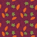 Seamless pattern with autumn leaves with line style Vector illustration background Royalty Free Stock Photo