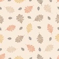 Seamless pattern of autumn leaves of northern red oak