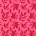 Seamless pattern with autumn leaves in red-pink colors. Vector graphics Royalty Free Stock Photo