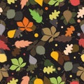 Seamless pattern of autumn leaves. Various leaves