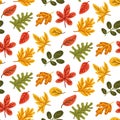 Seamless pattern with autumn leaves of various orange, green, red and yellow colors. Perfect for wallpaper, gift paper Royalty Free Stock Photo