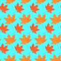 Seamless pattern with autumn maple foliage. Creative vector illustration Royalty Free Stock Photo