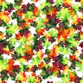 Seamless pattern with autumn maple leaves. Watercolor design for fabric, packaging, paper. Hand drawn.