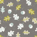 Seamless pattern with autumn oak leafs and acorns Royalty Free Stock Photo