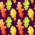 Seamless pattern with autumn oak leaves Royalty Free Stock Photo