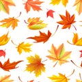 Seamless Pattern with Autumn Yellow Leaves, Aging