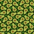 Seamless pattern with avocado and bone