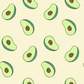 Seamless pattern with avocado fruit. Vegan food good nutrition healthy eating. Print for textile clothes wrapping paper