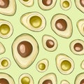 Seamless pattern of avocado fruits.