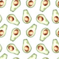 Seamless pattern, avocado, watercolor, modern design Royalty Free Stock Photo