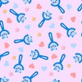 Seamless pattern with baby cat rattle. Children's pattern on textiles. Gentle children's pink background Royalty Free Stock Photo