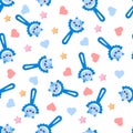 Seamless pattern with baby cat rattle. Children's pattern on textiles. Gentle children's white background Royalty Free Stock Photo