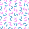 Seamless pattern with baby footprint