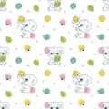 Seamless pattern with baby koalas in scandinavian style