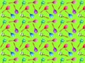 Seamless pattern from baby rattles toys on a light green background. Idea for fabric.