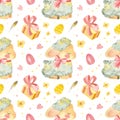 Seamless pattern with baby sheep. Easter template with cute lamb