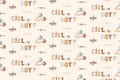 Seamless pattern for baby shower, word boy or girl