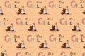 Seamless pattern for baby shower, words it is girl