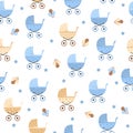 Seamless pattern with baby strollers Royalty Free Stock Photo