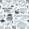 Seamless pattern back to school in a notebook