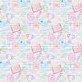 Seamless pattern Back to school on the notebook