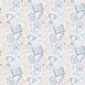 Seamless pattern Back to school on the notebook