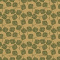 Seamless pattern or background leaves in one colour on yellow