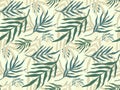 Seamless pattern background with abstract hand drawn plant silhouette. Tropical foliage palm tree branch minimalist vector boho Royalty Free Stock Photo