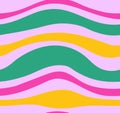 Seamless pattern background with abstract retro vintage 90s 00s y2k aesthetic waves. Bright pink, purple, yellow green Royalty Free Stock Photo