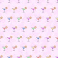 Seamless pattern background alcoholic beverages. Alcohol vector. Colorful cocktails for a party